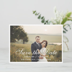 Elegant Calligraphy Script Save The Date, Photo Date