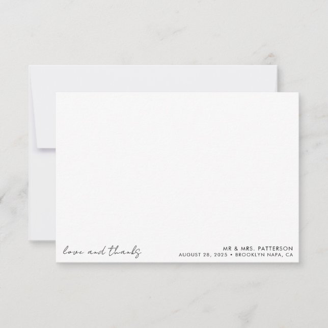 Elegant Calligraphy Script Simple Photo Wedding Thank You Card (Front)
