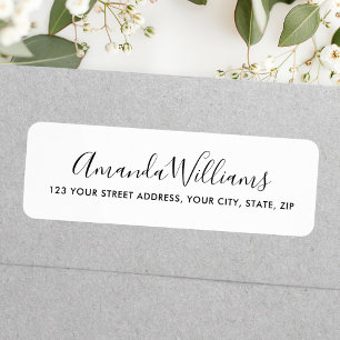 Elegant calligraphy script simple white address