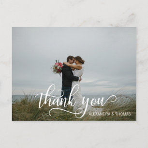 Elegant Calligraphy Script THANK YOU with PHOTO Postcard