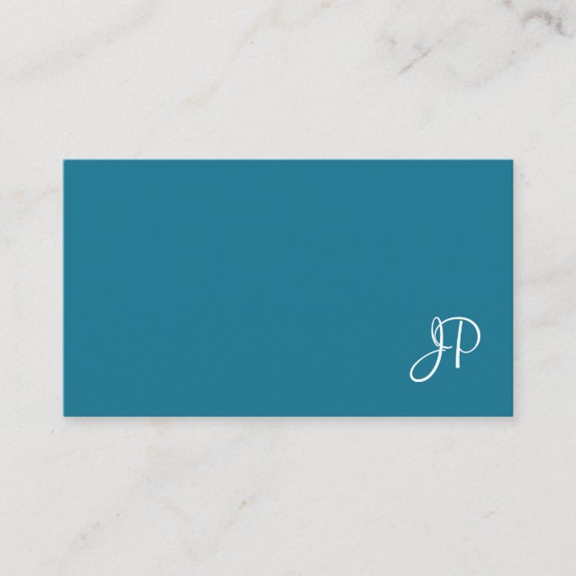 Elegant Calligraphy Script Turquoise Plain Trendy Business Card (Front)