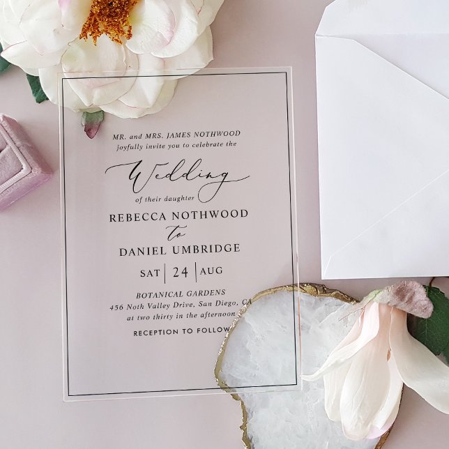 Elegant Calligraphy Script Wedding Acrylic Invitations (Creator Uploaded)