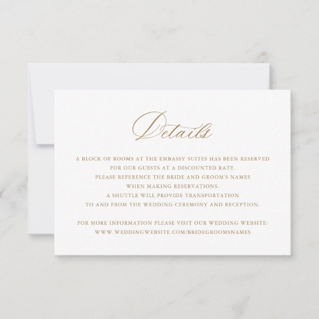 Elegant Calligraphy Script Wedding Details Insert Invitation (Front)
