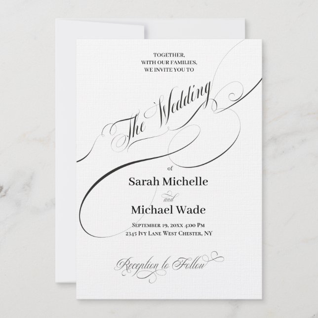 Elegant Calligraphy Script Wedding Invitation (Front)