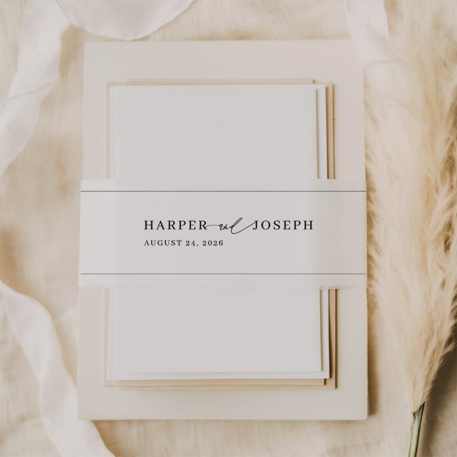 Elegant Calligraphy Script Wedding Invitation Belly Band (Creator Uploaded)