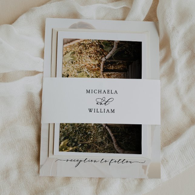 Elegant Calligraphy Script Wedding Invitation Invitation Belly Band (Creator Uploaded)