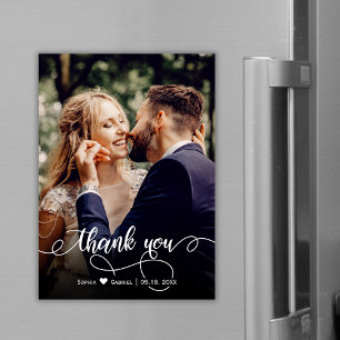 Elegant Calligraphy Script Wedding Photo Thank You
