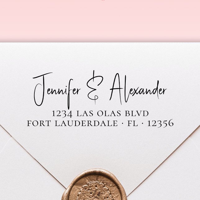 Elegant Calligraphy Script Wedding Return Address  Self-inking Stamp (Creator Uploaded)