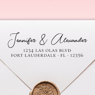 Elegant Calligraphy Script Wedding Return Address  Self-inking Stamp