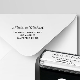 Elegant calligraphy script wedding return address self-inking stamp