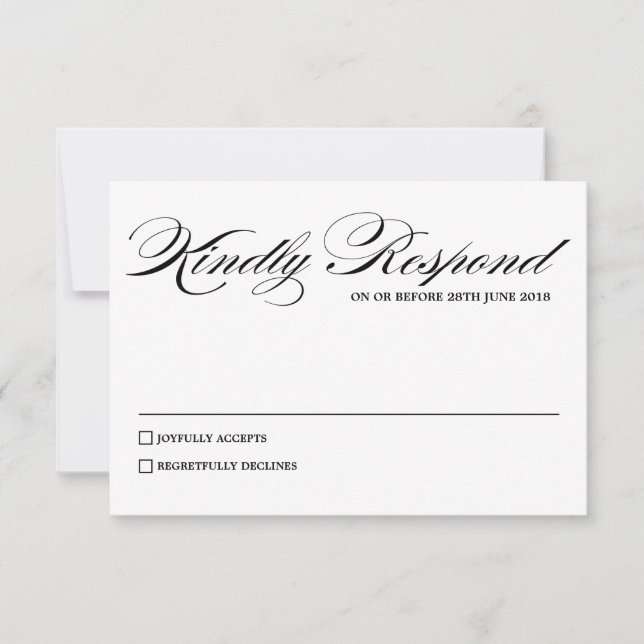 Elegant Calligraphy Script Wedding RSVP Card (Front)