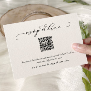 Elegant Calligraphy Script Wedding RSVP Online Enclosure Card