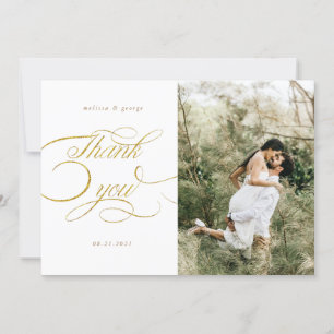 elegant calligraphy script wedding thank you card