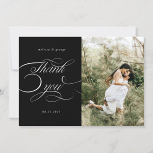 elegant calligraphy script wedding thank you card