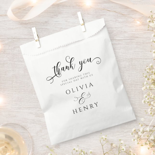 Elegant Calligraphy Script Wedding Thank You Favour Bags (Clipped)