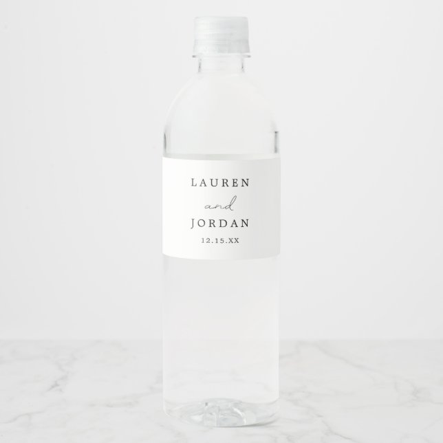 Elegant Calligraphy Script Wedding Water Bottle Label (Front)