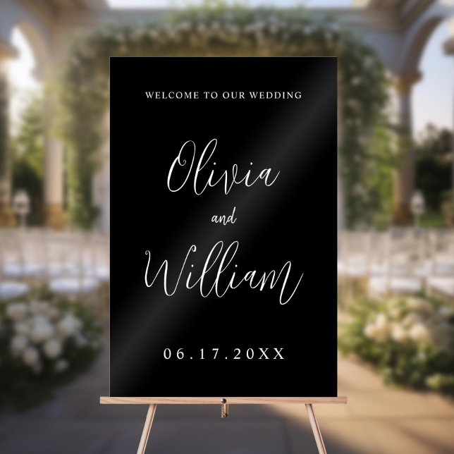 Elegant Calligraphy Script Wedding Welcome Acrylic Sign (Creator Uploaded)