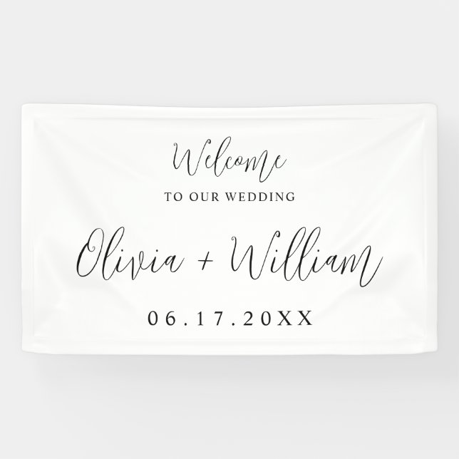 Elegant Calligraphy Script Wedding Welcome Banner (Horizontal)