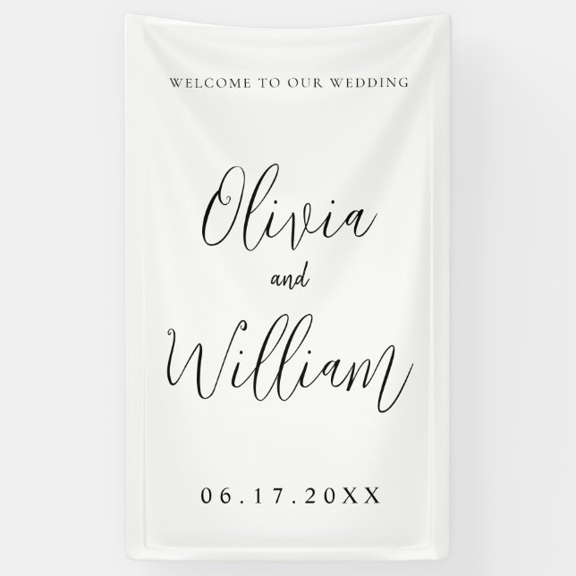 Elegant Calligraphy Script Wedding Welcome Banner (Vertical)