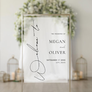 Elegant Calligraphy Script Wedding Welcome Frosted Acrylic Sign