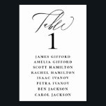 Elegant Calligraphy Seating Chart Table Number<br><div class="desc">Elegant calligraphy "table",  with guest names listed and table number,  wedding table number seating chart card.</div>