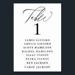 Elegant Calligraphy Seating Chart Table Number<br><div class="desc">Elegant calligraphy "table",  with guest names listed and table number,  wedding table number seating chart card.</div>