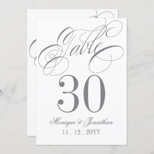 Elegant Calligraphy Silver Table Number