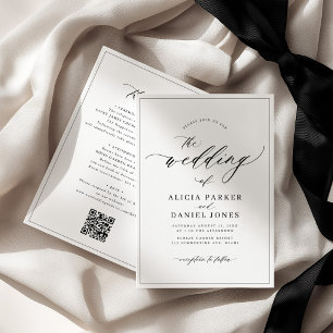 Elegant calligraphy simple black and white wedding invitation