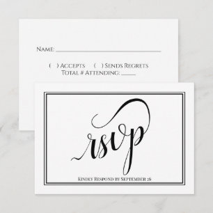Elegant Calligraphy Simple Black & White Wedding RSVP Card