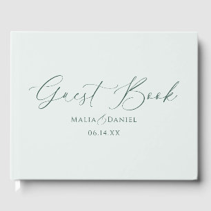 Elegant Calligraphy Simple Couples Wedding Guest Book