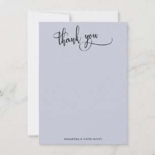 Elegant Calligraphy Simple Dusty Blue Thank You Card