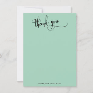 Elegant Calligraphy Simple Light Green Thank You Card