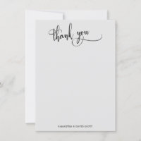 Elegant Calligraphy Simple Light Grey Thank You