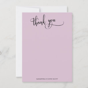 Elegant Calligraphy Simple Mauve Pink Thank You Card