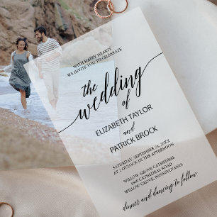 Elegant Calligraphy Simple Modern Minimal Wedding Vellum Invitations