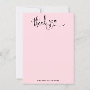 Elegant Calligraphy Simple Pastel Pink Thank You Card