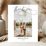Elegant Calligraphy Simple Photo Wedding Thank You<br><div class="desc">Wedding thank you features script calligraphy.</div>