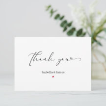 Elegant Calligraphy Simple Red Heart Wedding