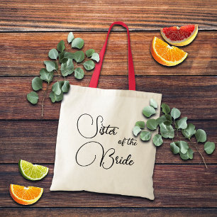 Elegant Calligraphy Sister of the Bride Bridal Tote Bag