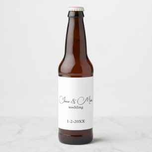 Elegant Calligraphy Stylish Wedding Beer Bottle Label