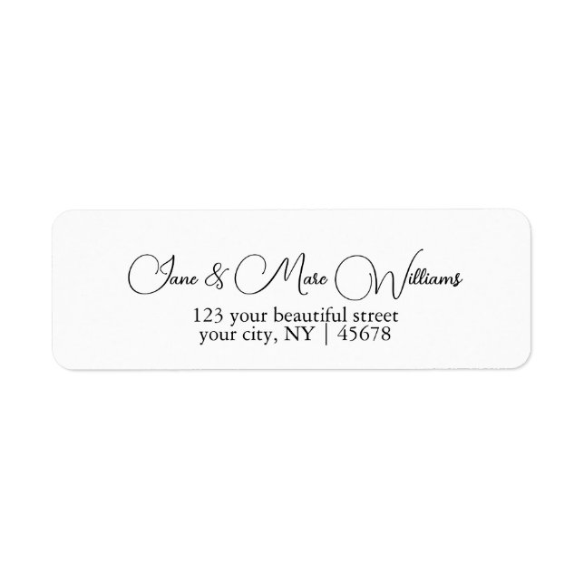 Elegant Calligraphy Stylish Wedding Return Address (Front)