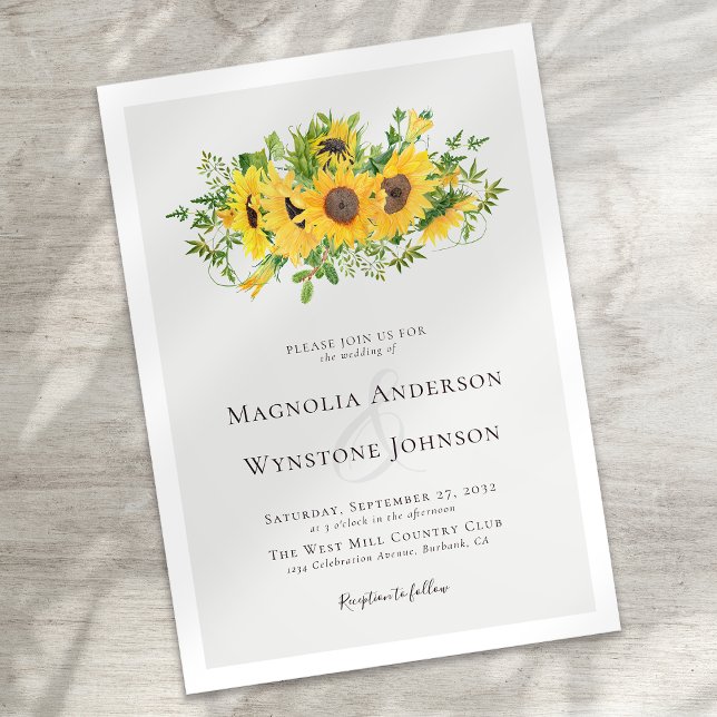 Elegant Calligraphy Sunflower Wedding  Invitation (Creator Uploaded)