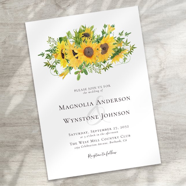 Elegant Calligraphy Sunflower Wedding  Invitation (Creator Uploaded)