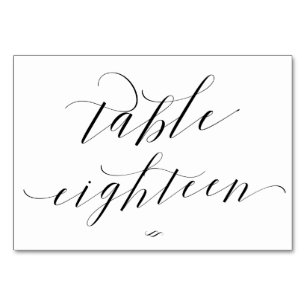Elegant Calligraphy Table Eighteen Reception Number