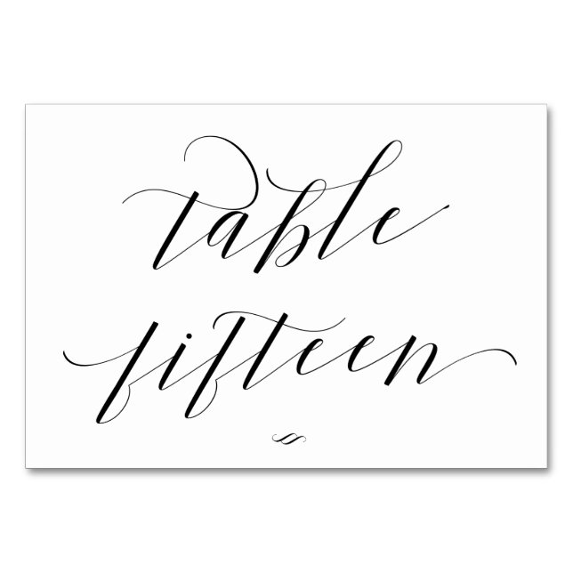 Elegant Calligraphy Table Fifteen Reception Table Number (Front)