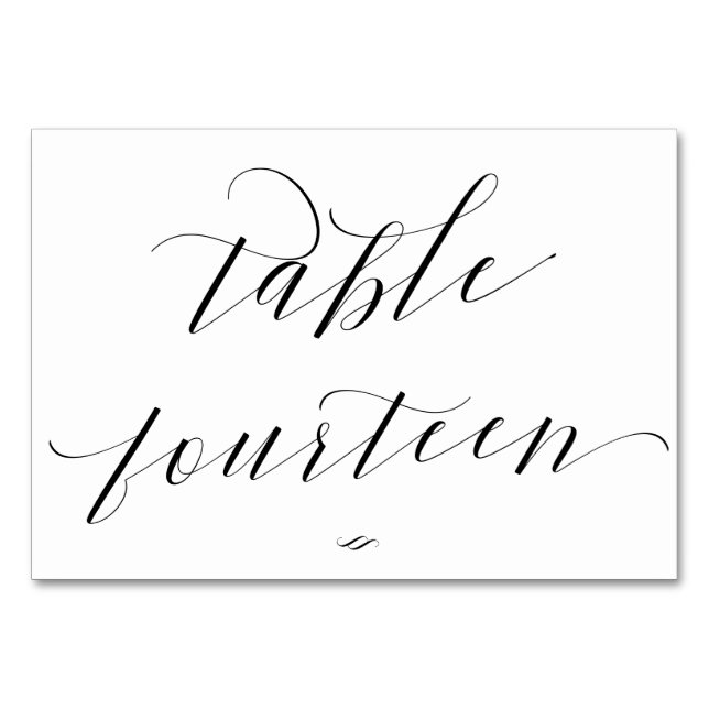 Elegant Calligraphy Table Fourteen Reception Number (Front)