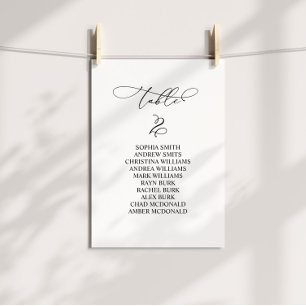 Elegant Calligraphy Table Number 2 Seating Chart