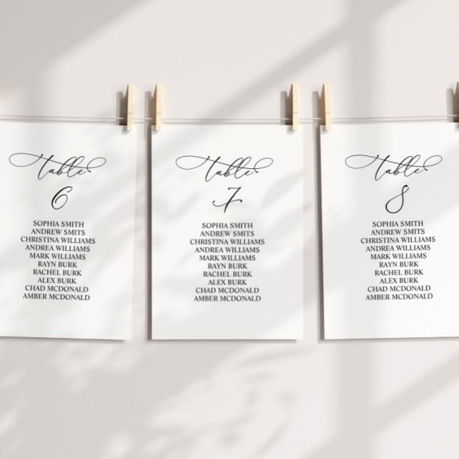 Elegant Calligraphy Table Number 7 Seating Chart (Creator Uploaded)