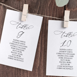 Elegant Calligraphy Table Number 9 Seating Chart