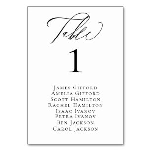 Elegant Calligraphy Table Number Card